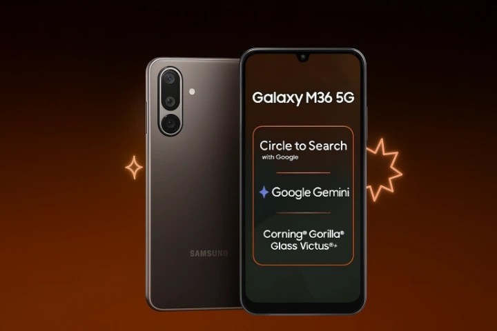 قابلیت‌های نرم‌افزاری Galaxy M36 شامل Circle to Search با Google و Google Gemini روی نمایشگر گوشی