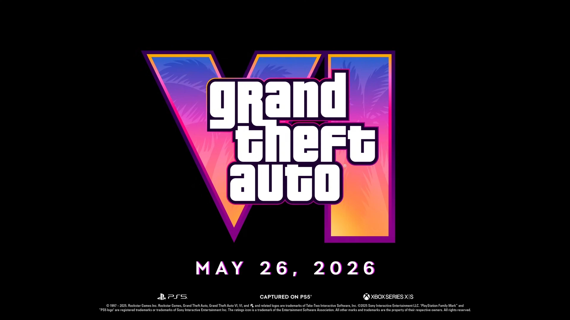 نمایی از غروب آفتاب در Vice City؛ جیسون و لوسیا سوار بر خودرویی عضلانی از روی پلی عبور می‌کنند – پایان تریلر دوم GTA VI