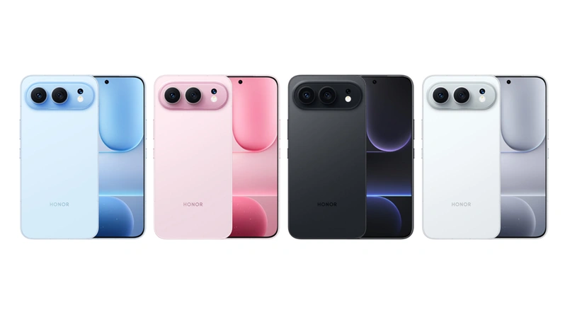 رنگ‌های مختلف گوشی Honor 500 Pro شامل آبی، صورتی، مشکی و سفید