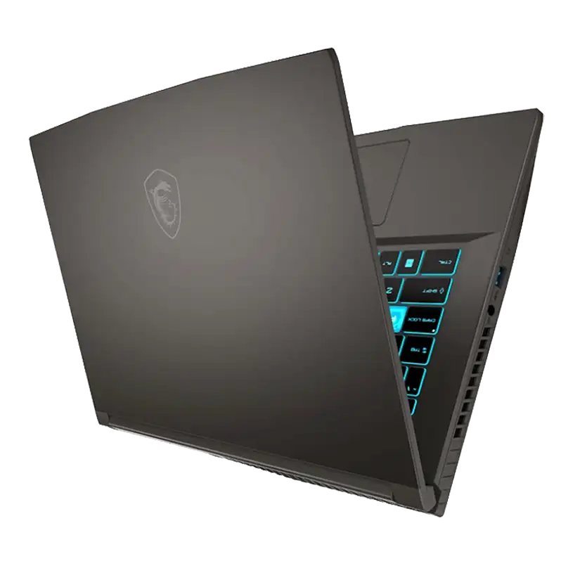 نمای جانبی لپ‌تاپ MSI Thin 15 B12UCX با طراحی باریک و درگاه‌های متنوع