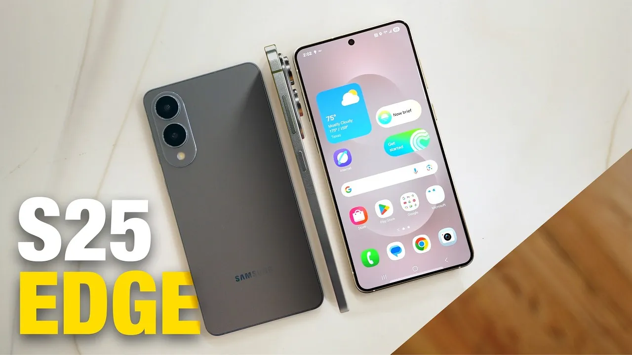 نمای جلو، کناره و پشت گوشی سامسونگ گلکسی S25 Edge با نمایشگر AMOLED و طراحی باریک و مدرن