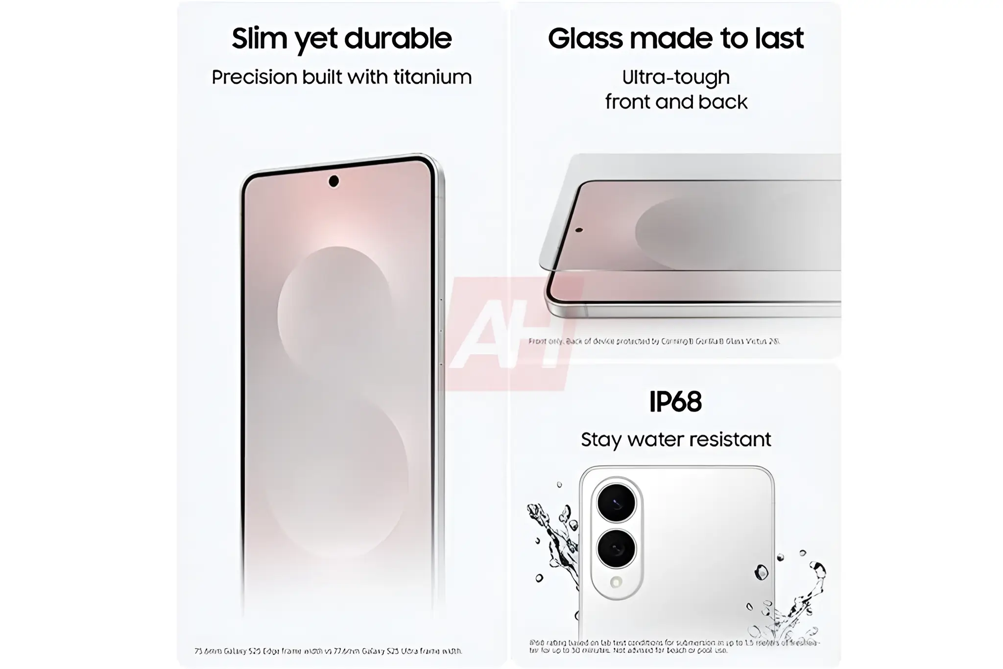 ویژگی‌های گلکسی S25 Edge: بدنه تیتانیومی سبک و مقاوم، شیشه Corning Gorilla Glass، و گواهی IP68 برای مقاومت در برابر آب