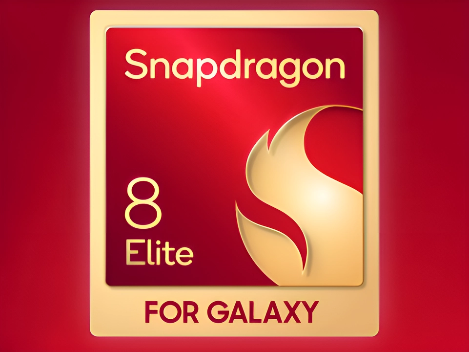 لوگوی پردازنده Snapdragon 8 Elite مخصوص گوشی‌های گلکسی سامسونگ با طراحی قرمز و طلایی