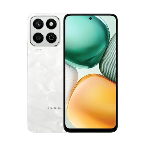 تصویر گوشی HONOR X7c با طراحی سفید و دوربین ۱۰۸ مگاپیکسلی