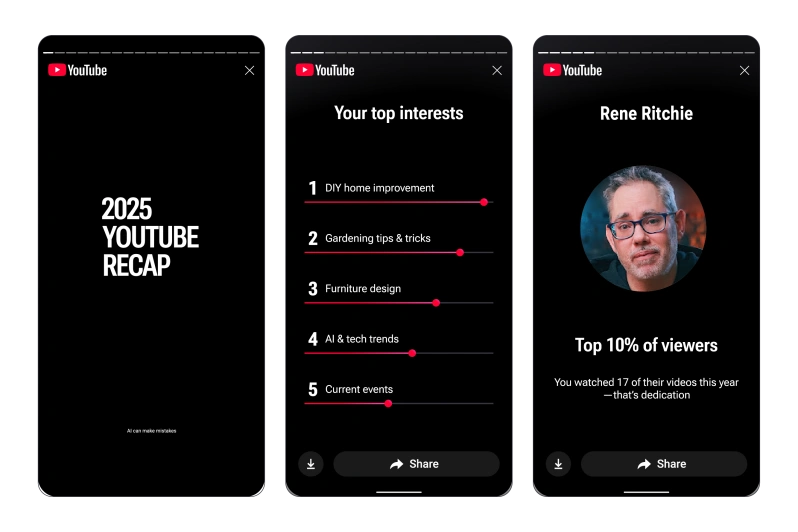 یوتیوب YouTube Recap را معرفی کرد؛ گزارش سالانه تماشای ویدیوها و تیپ شخصیتی شما