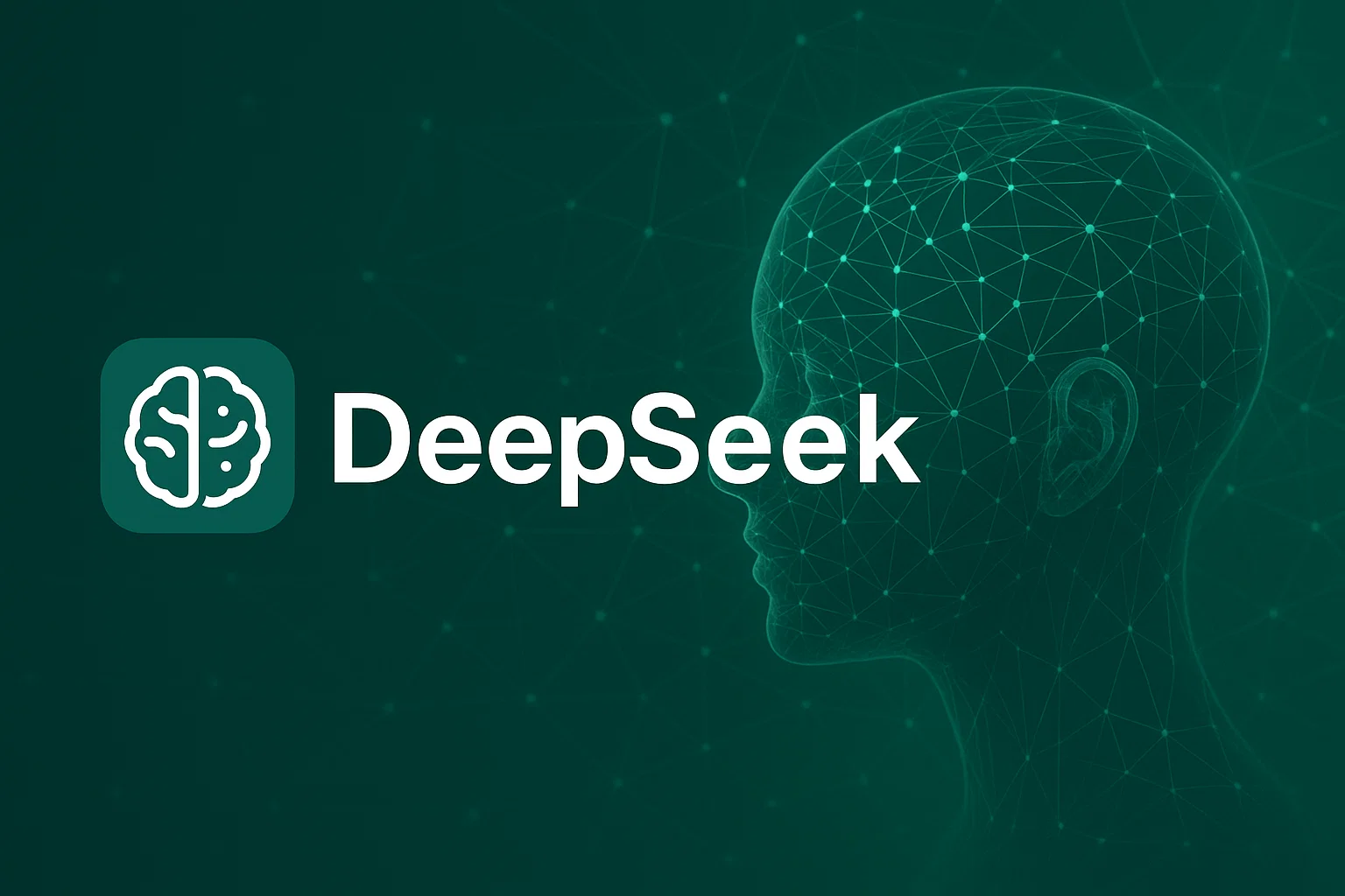 لوگوی DeepSeek در کنار تصویر انتزاعی از مغز انسان؛ نماد هوش مصنوعی و شبکه‌های عصبی مصنوعی