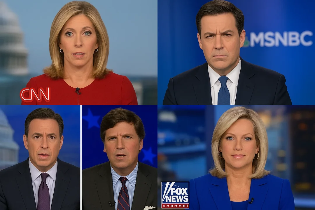 نمایی از مجری‌های شبکه‌های خبری CNN، MSNBC و Fox News در حال پوشش ماجرای اختلاف ایلان ماسک و دونالد ترامپ